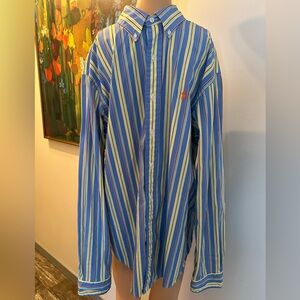 Ralph Lauren Mens Multi Color Striped Button Down‎ Long Sleeve Shirt, Size L